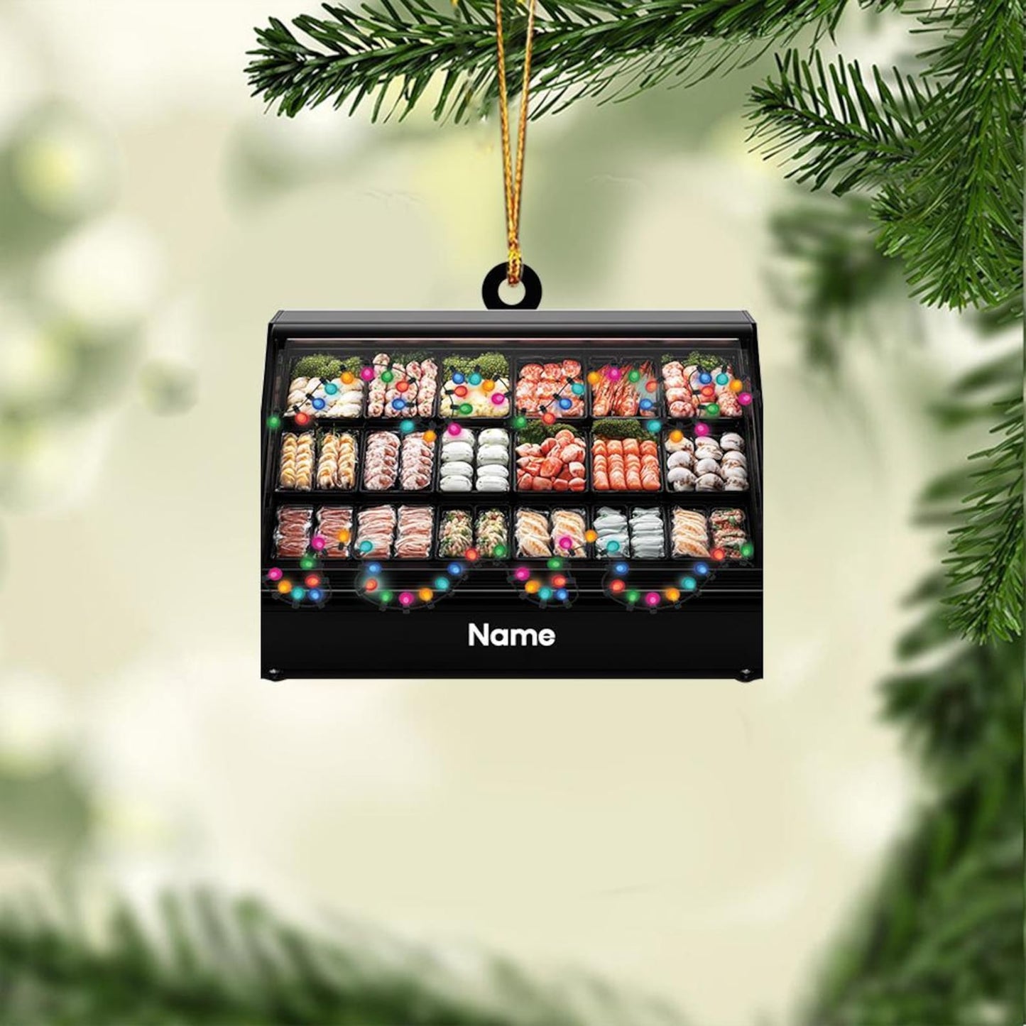 Personalized Meat Fridge Christmas Ornament, Custom Name Butcher Display Fridge Ornament ON1633