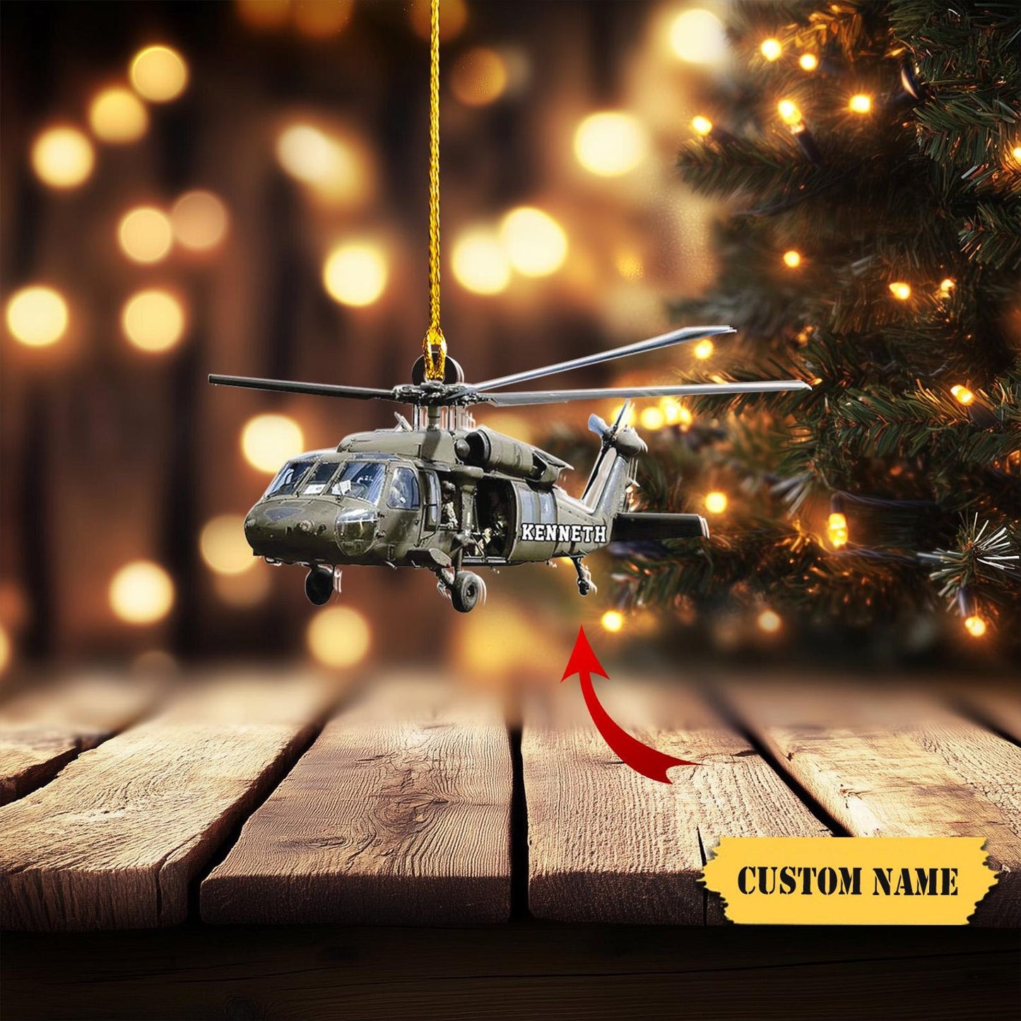 Personalized Veteran Helicopter Christmas Ornament, Custom Name Airplane Lover Ornament ON1768