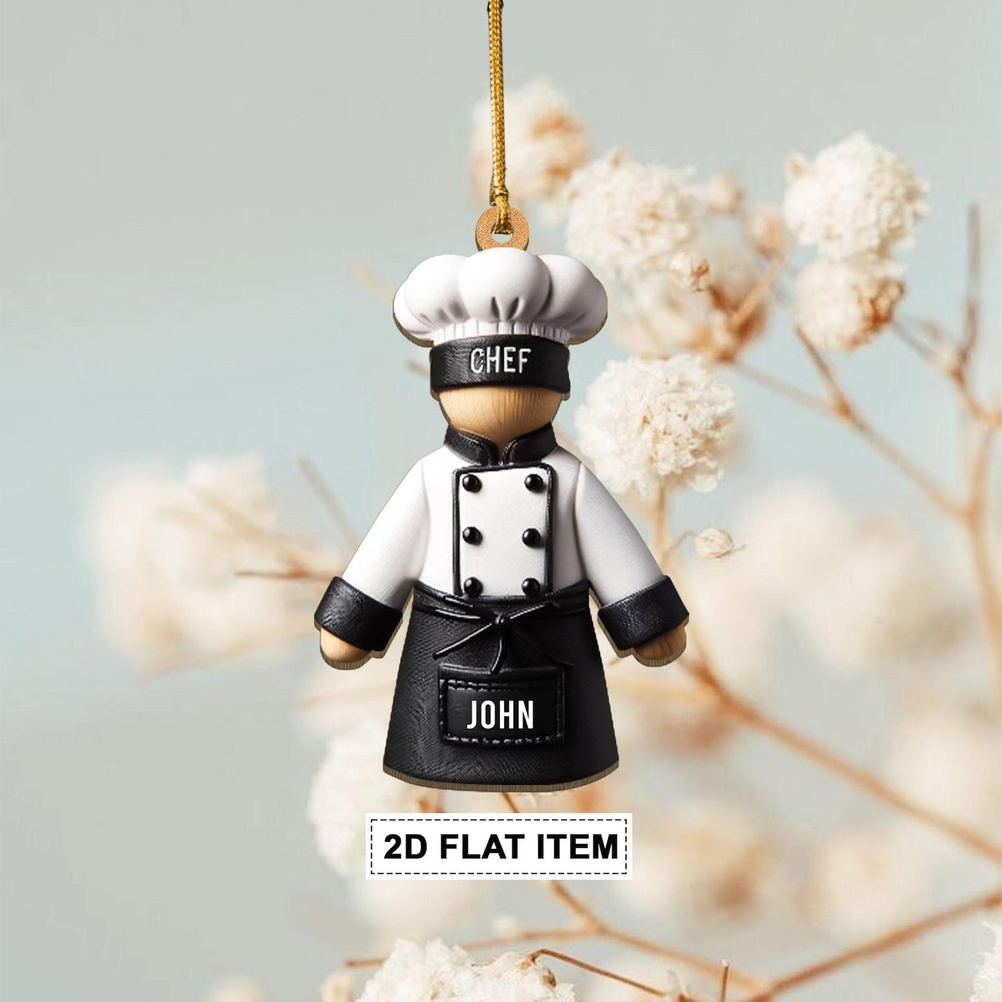 Personalized Chef Ornament, Custom Name Cooking Lover Ornament ON1461