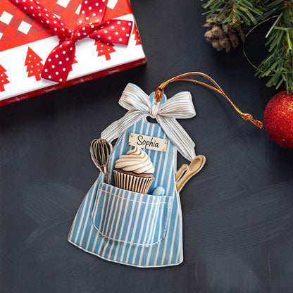 Personalized Baker Apron Ornament, Custom Name Baker Baking Lover Ornament ON1667