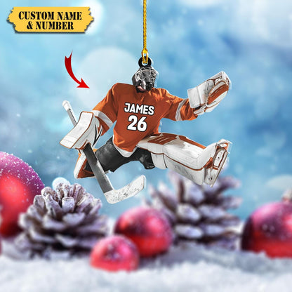 Personalized Hockey Goalie Christmas Ornament, Custom Name Number Hockey Players Ornament ON1755