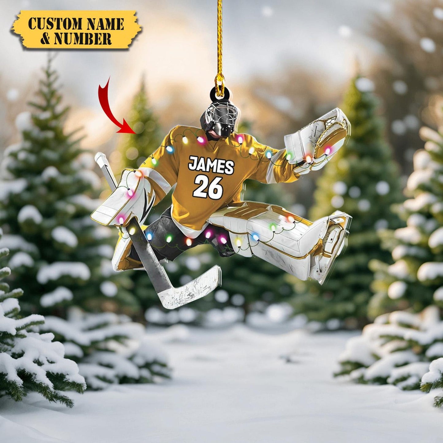 Personalized Hockey Goalie Christmas Ornament, Custom Name Number Hockey Players Ornament ON1755