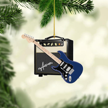 Personalized Guitar Christmas Ornament 2024, Custom Name Guitar Player Ornament ON1505