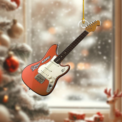 Personalized Guitar Christmas Ornament 2024, Custom Name Guitar Player Ornament ON1680