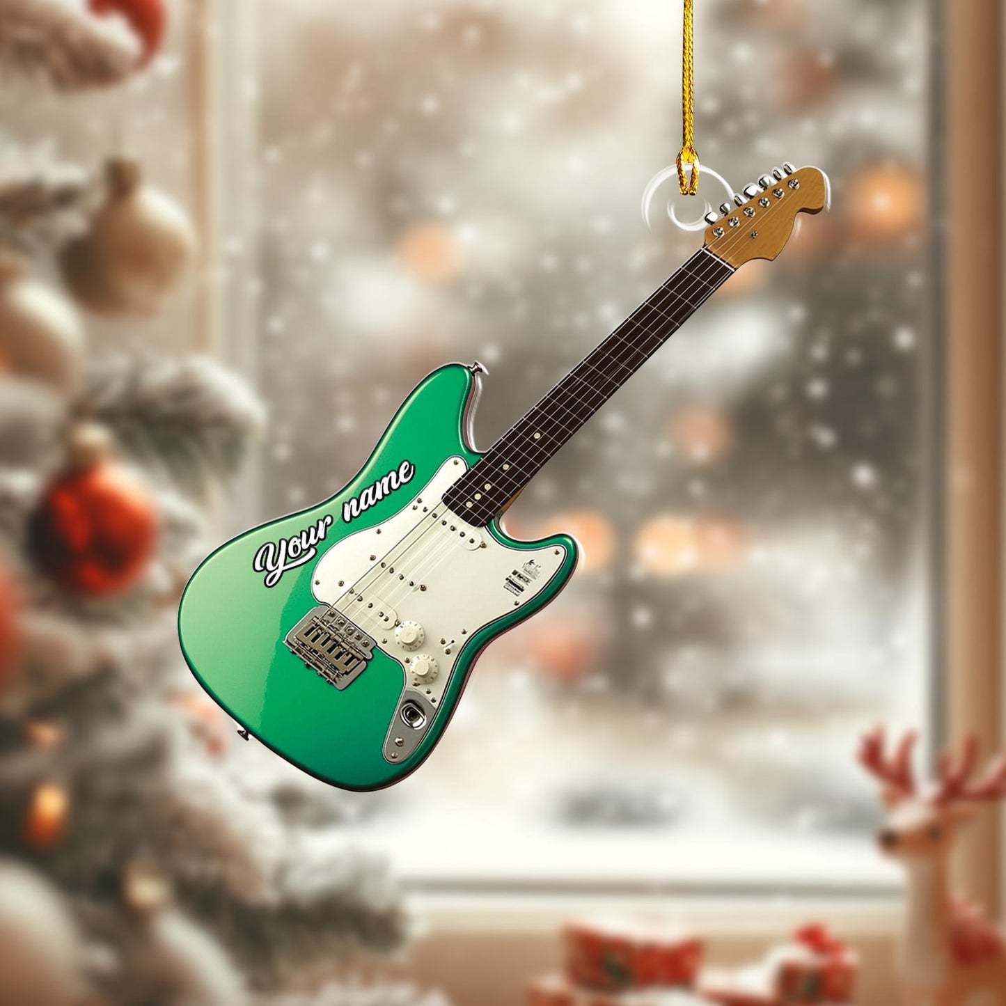 Personalized Guitar Christmas Ornament 2024, Custom Name Guitar Player Ornament ON1680