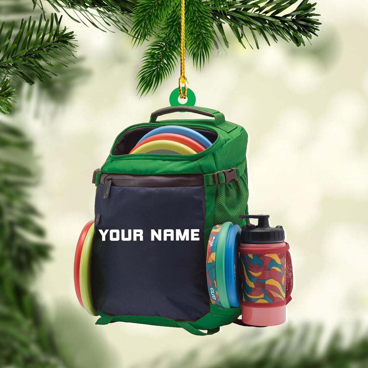 Personalized Disc Golf Bag Ornament, Custom Name Disc Golf Lover Christmas Ornament ON1682