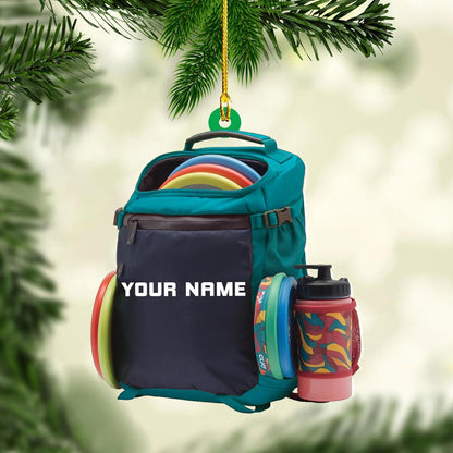 Personalized Disc Golf Bag Ornament, Custom Name Disc Golf Lover Christmas Ornament ON1682