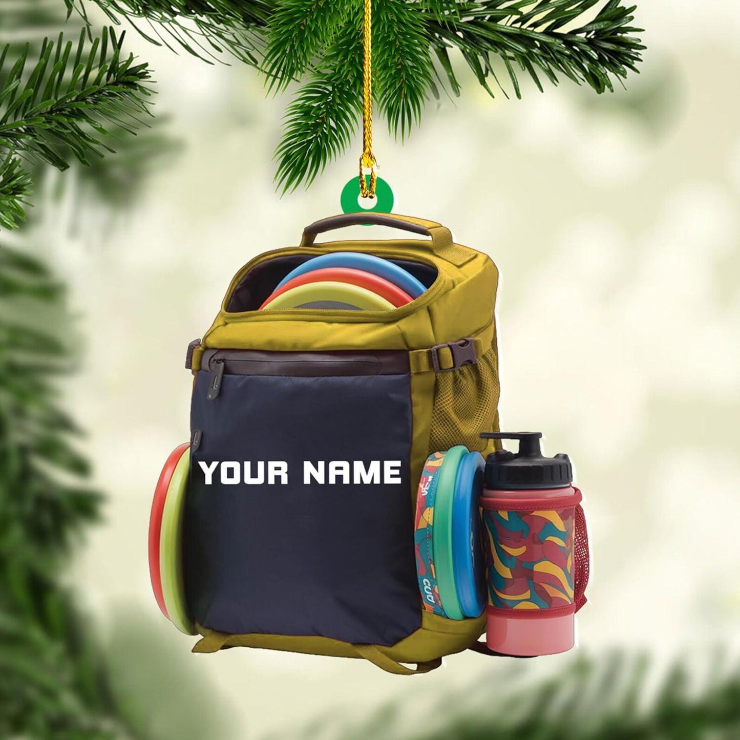 Personalized Disc Golf Bag Ornament, Custom Name Disc Golf Lover Christmas Ornament ON1682