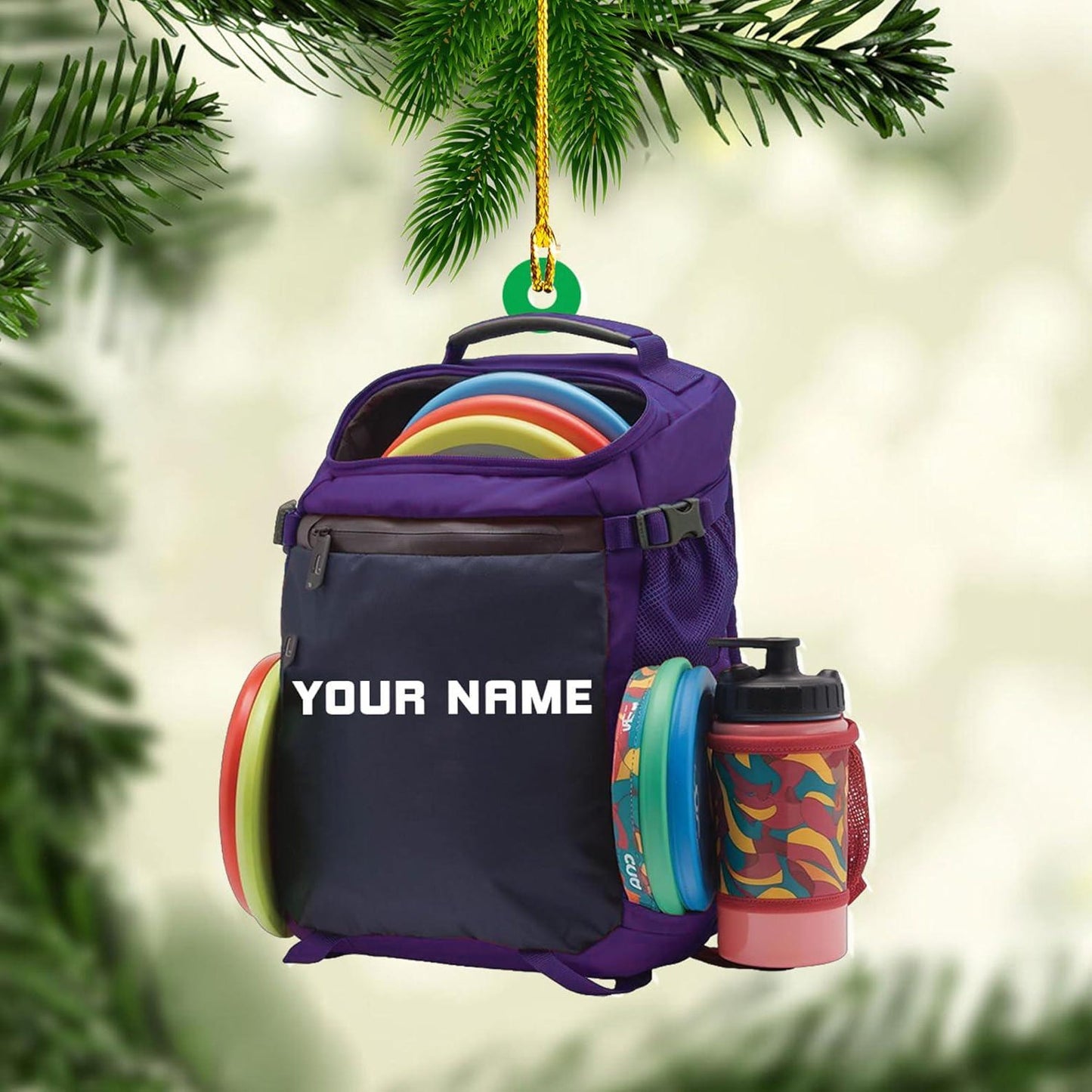 Personalized Disc Golf Bag Ornament, Custom Name Disc Golf Lover Christmas Ornament ON1682