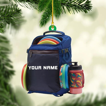 Personalized Disc Golf Bag Ornament, Custom Name Disc Golf Lover Christmas Ornament ON1682