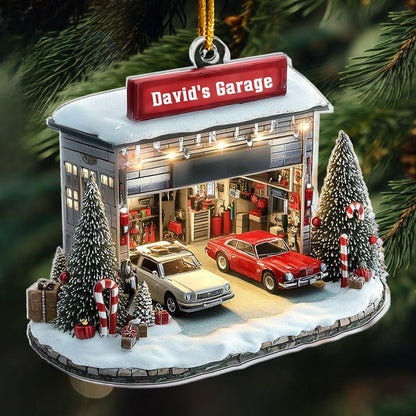 Personalized Garage Christmas Ornament, Custom Name Mechanic Ornament ON1665