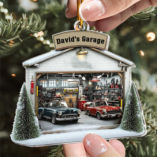 Personalized Garage Christmas Ornament, Custom Name Mechanic Ornament ON1665