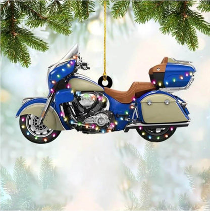 Personalized Motorcycle Light Christmas Ornament, Custom Name Biker Lovers Ornament ON1598