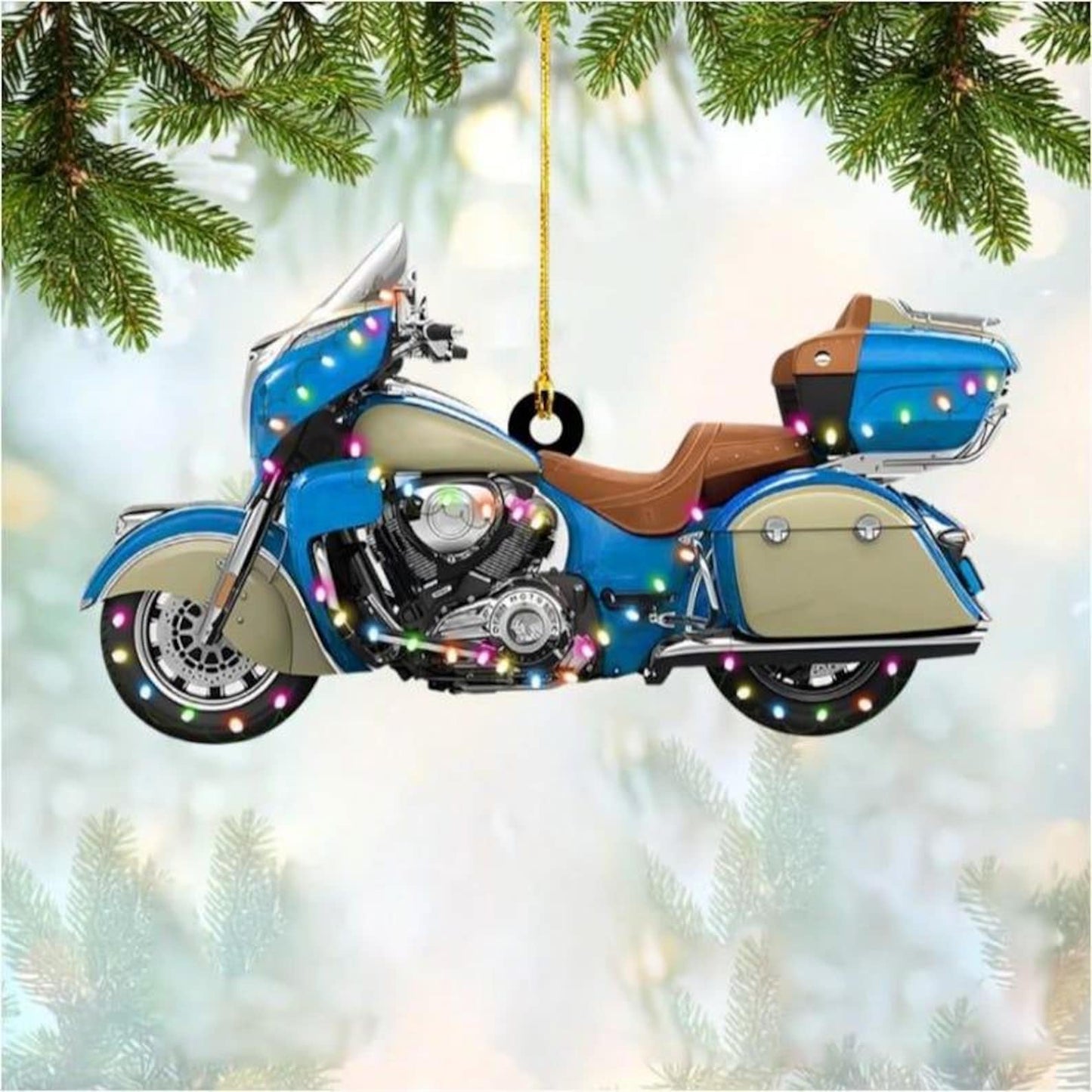 Personalized Motorcycle Light Christmas Ornament, Custom Name Biker Lovers Ornament ON1598