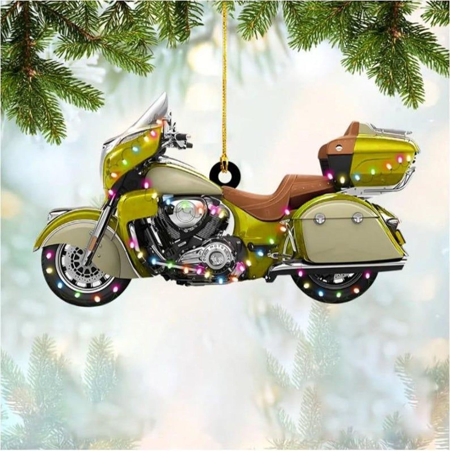 Personalized Motorcycle Light Christmas Ornament, Custom Name Biker Lovers Ornament ON1598