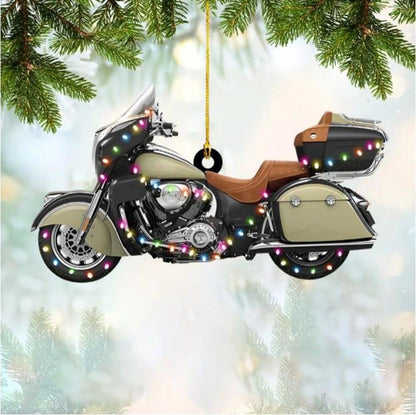 Personalized Motorcycle Light Christmas Ornament, Custom Name Biker Lovers Ornament ON1598