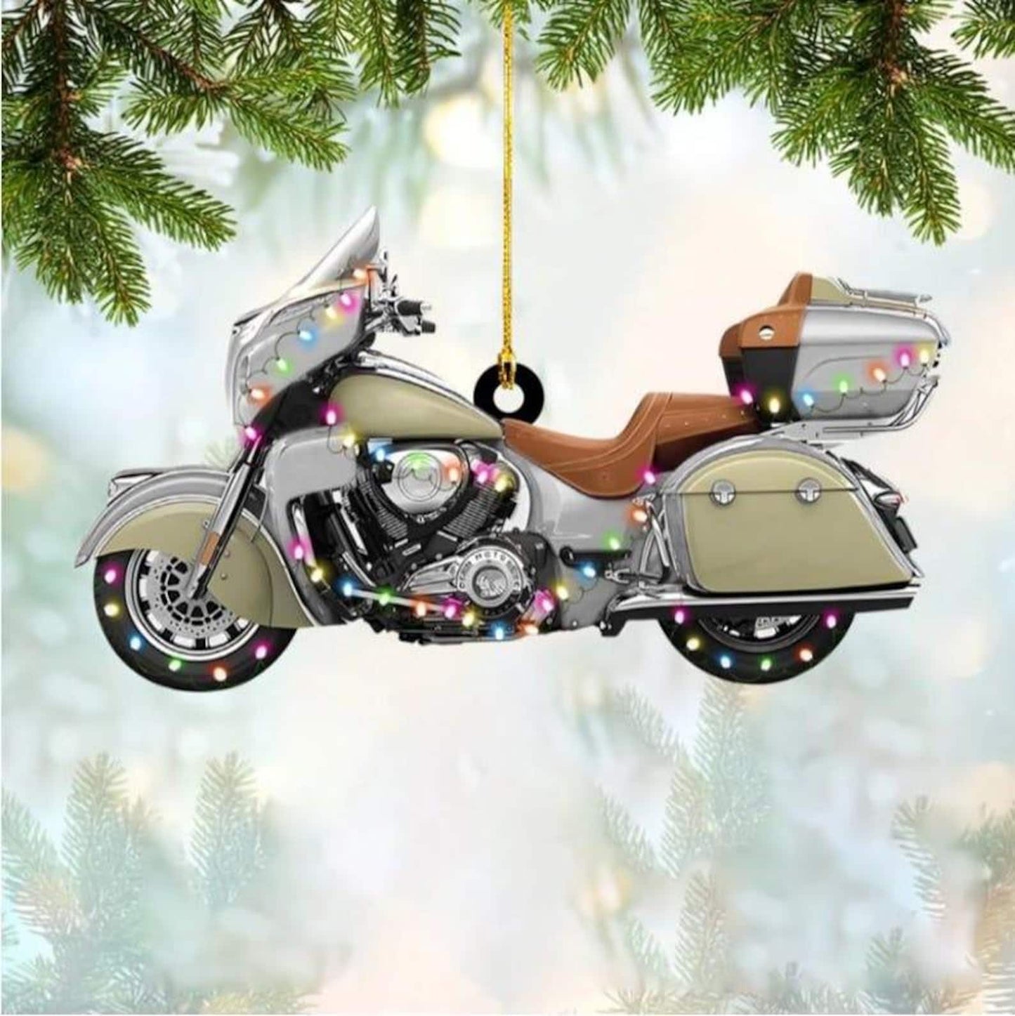 Personalized Motorcycle Light Christmas Ornament, Custom Name Biker Lovers Ornament ON1598