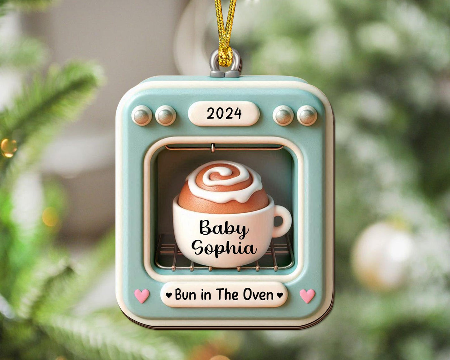 Personalized Bun In The Oven Ornament, Custom Pregnancy Announcement Christmas Ornament 2024 ON1723