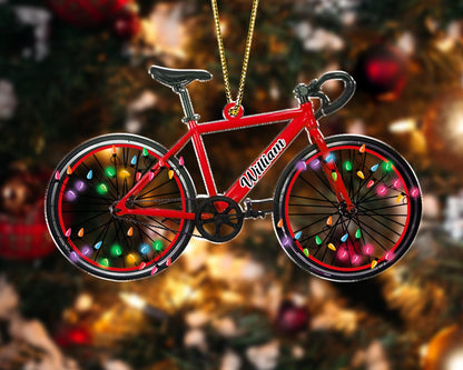 Personalized Name Bicycle Christmas Ornaments, Custom Name Bicycle Rider Xmas Ornament 2024 ON1725