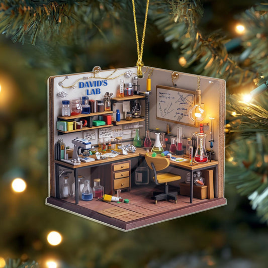 Personalized Dreamy Science Lab Ornament, Custom Name Scientist Science Lover Ornament ON1706