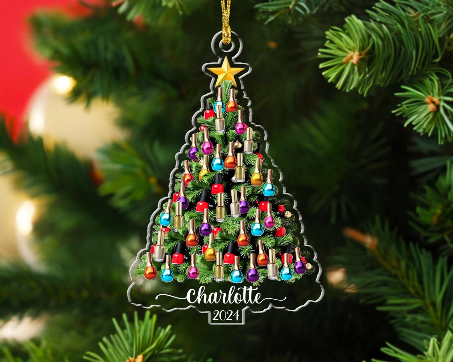 Personalized Nail Polish Christmas Tree Ornament, Custom Name Nail Artist Ornament ON1612