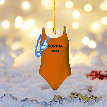 Personalized Swimming Suit Ornament, Custom Name Swimming Lovers Ornament ON1760