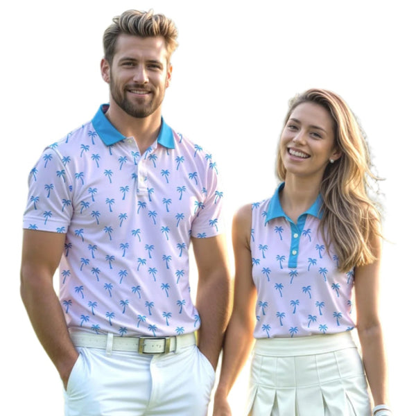 Matching Men's And Women's Tropical Golf Shirts, Matching Couples Golf Shirts GE0048
