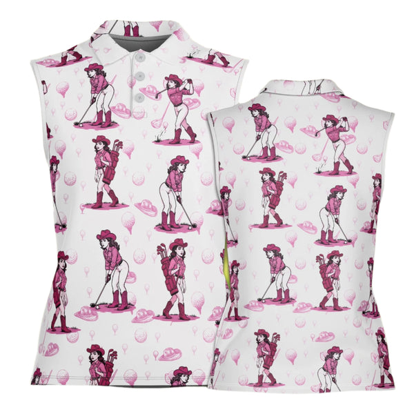 Cowgirl Golf Sleeveless Shirts, Western Golf Shirt For Women GE0093