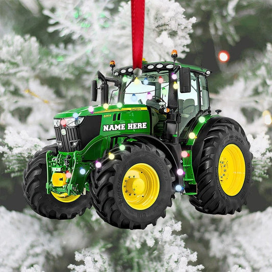 Personalized Tractor Christmas Ornament, Custom Tractor Christmas Flat Ornament For Farmer ON0288