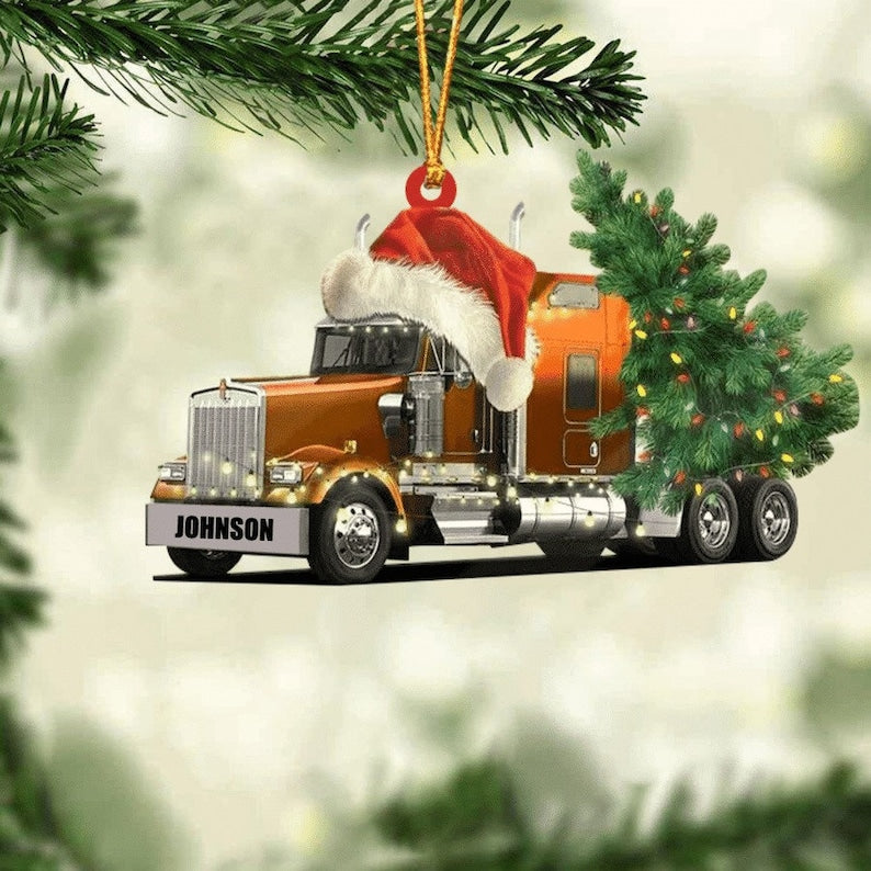 Personalized Truck Merry Tree Christmas Ornament, Custom Best Truck Driver Xmas Tree Ornament ON0295