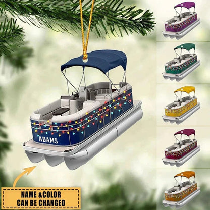 Personalized Pontoon Boat Christmas Ornament, Custom Name Boat Ornament For Pontoon Boat Lover ON0284