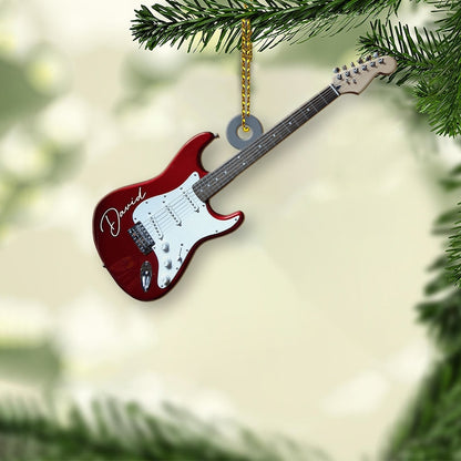 Personalized Electric Guitar Christmas Ornament 2024, Custom Name Guitarist Ornament ON0817