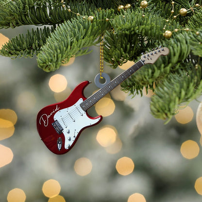 Personalized Electric Guitar Christmas Ornament 2024, Custom Name Guitarist Ornament ON0817