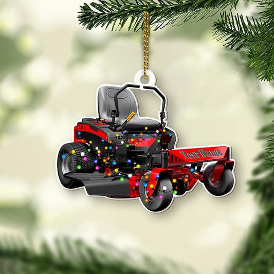 Personalized Red Lawn Mowers Christmas Tree Ornament, Custom Riding Mowers Xmas Light Ornament 2024 ON0776