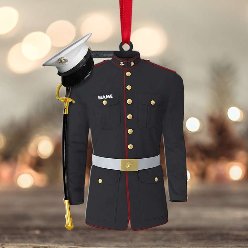 Personalized Marine Uniform Christmas Ornament, Custom Name Marine Uniform Ornament ON0285