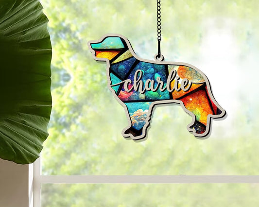 Custom Dog Breed Memorial Suncatcher, Personalized In Loving Memory Pet Memorial Ornament ON0165