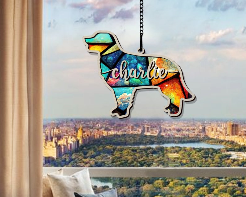 Custom Dog Breed Memorial Suncatcher, Personalized In Loving Memory Pet Memorial Ornament ON0165