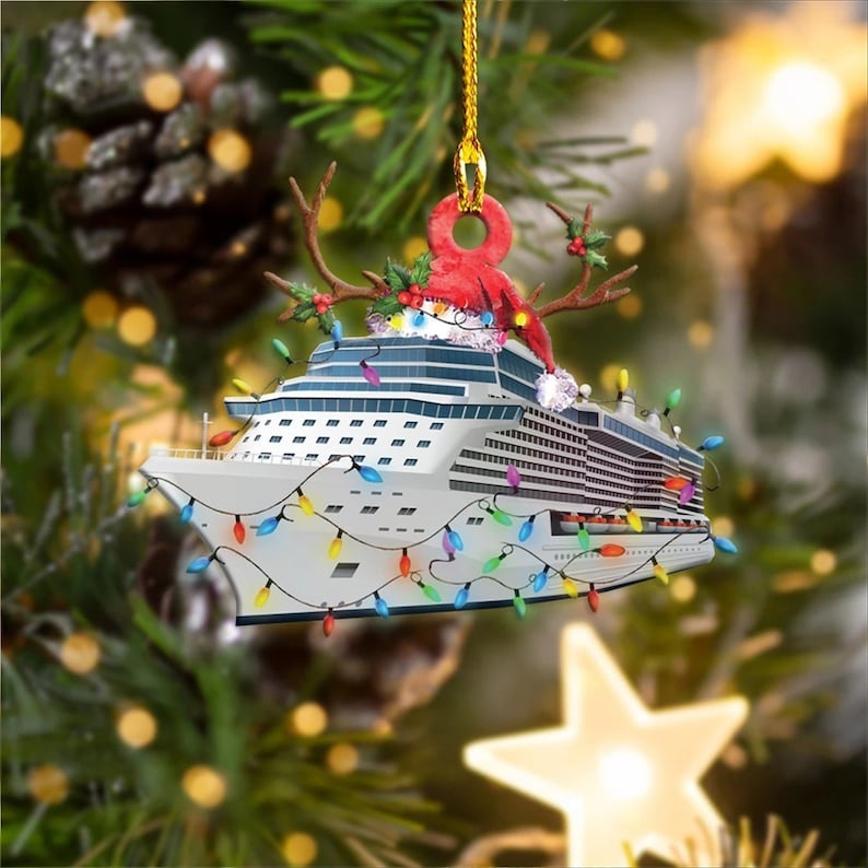 Cruise Ship Light Christmas Ornament, Cruise Vacation Holiday Cruise Ornament ON0754