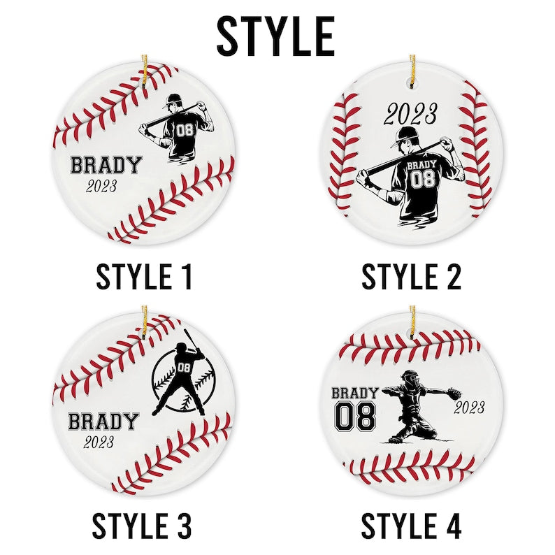 Personalized Boys Baseball Christmas Ornament 2024, Custom Name Number Baseball Player Ornament For Baseball Lovers ON0356