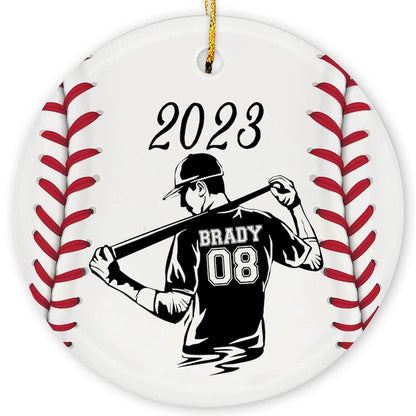 Personalized Boys Baseball Christmas Ornament 2024, Custom Name Number Baseball Player Ornament For Baseball Lovers ON0356