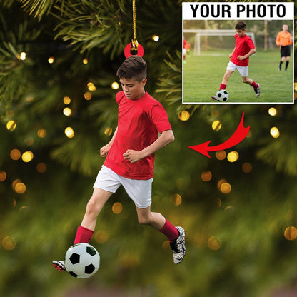 Custom Photo Soccer Player Ornament, Personalized Soccer Christmas Ornament ON0388