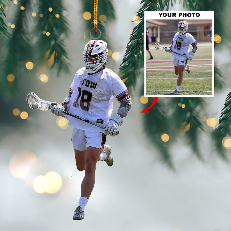 Custom Photo Lacrosse Players Christmas Ornament, Personalized Lacrosse Christmas Ornament For Lacrosse Lovers ON0382