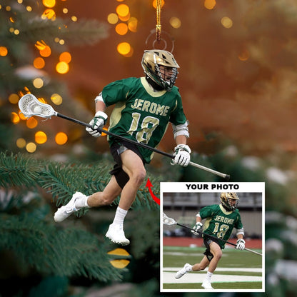 Custom Photo Lacrosse Players Christmas Ornament, Personalized Lacrosse Christmas Ornament For Lacrosse Lovers ON0382