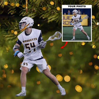 Custom Photo Lacrosse Players Christmas Ornament, Personalized Lacrosse Christmas Ornament For Lacrosse Lovers ON0382