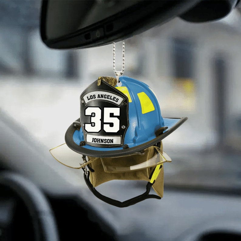 Personalized Firefighter Helmet Ornament, Custom Name Number American Firefighter Ornament, Proud Firefighter Ornament ON0435