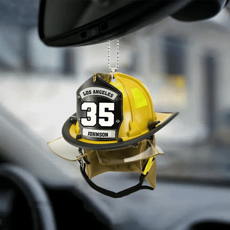 Personalized Firefighter Helmet Ornament, Custom Name Number American Firefighter Ornament, Proud Firefighter Ornament ON0435