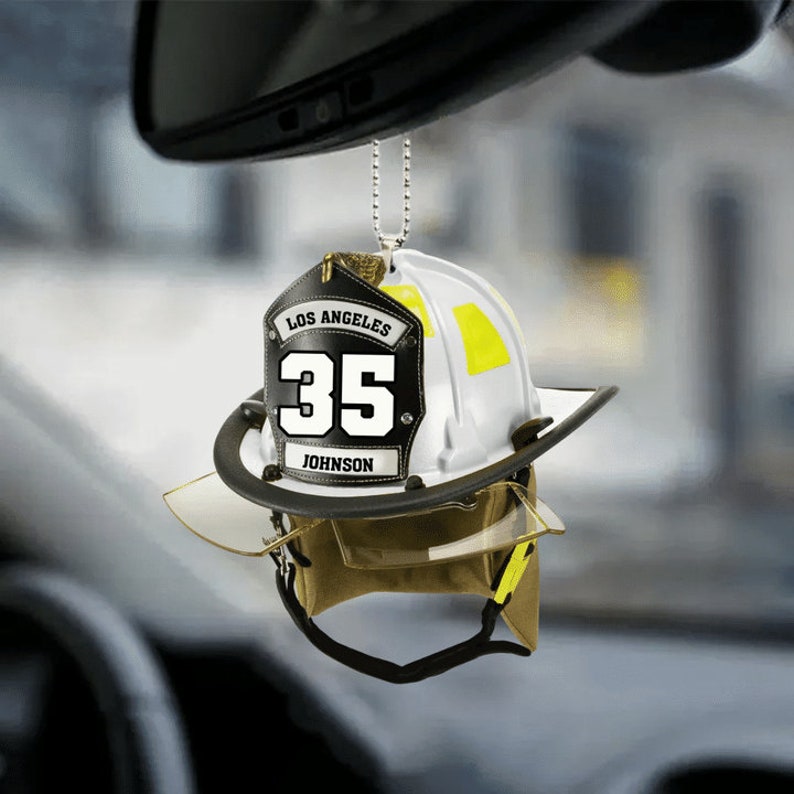 Personalized Firefighter Helmet Ornament, Custom Name Number American Firefighter Ornament, Proud Firefighter Ornament ON0435