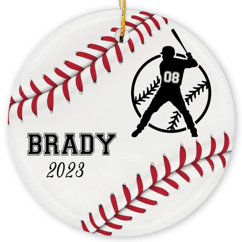 Personalized Boys Baseball Christmas Ornament 2024, Custom Name Number Baseball Player Ornament For Baseball Lovers ON0356