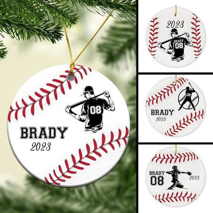 Personalized Boys Baseball Christmas Ornament 2024, Custom Name Number Baseball Player Ornament For Baseball Lovers ON0356