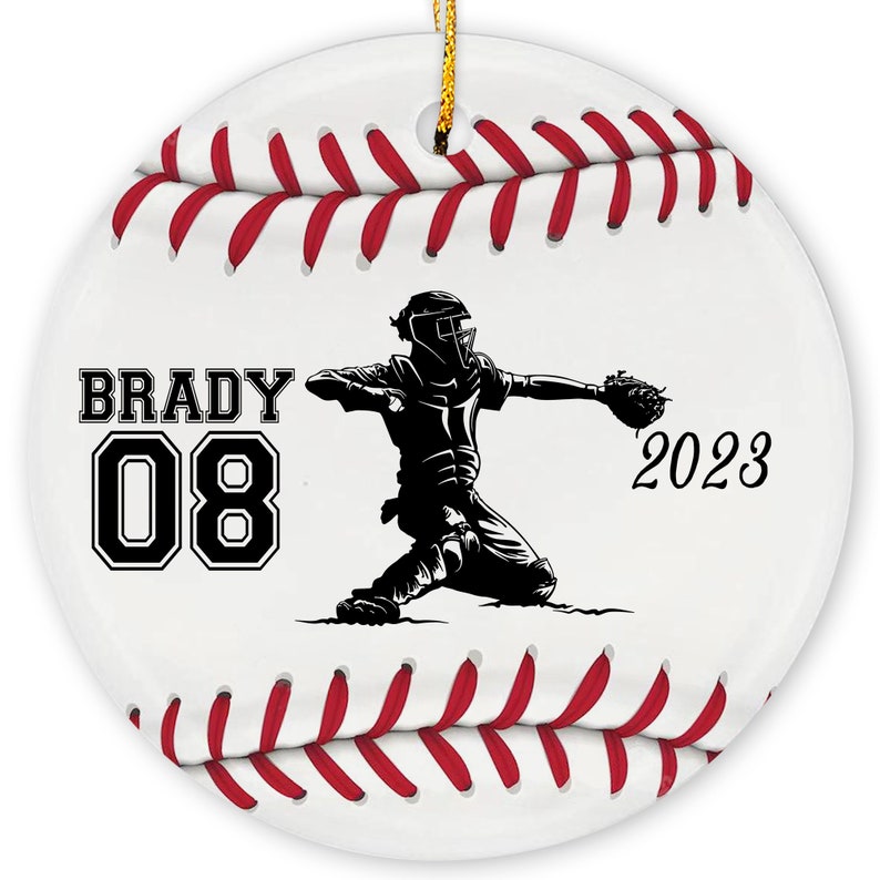 Personalized Boys Baseball Christmas Ornament 2024, Custom Name Number Baseball Player Ornament For Baseball Lovers ON0356